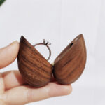 Luxury Heart shaped quality walnut Stain and Acacia wood ring box